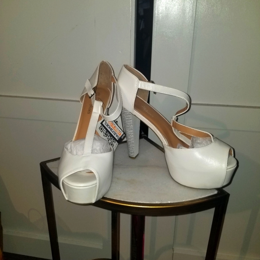 Brand New White T-strap Platforms